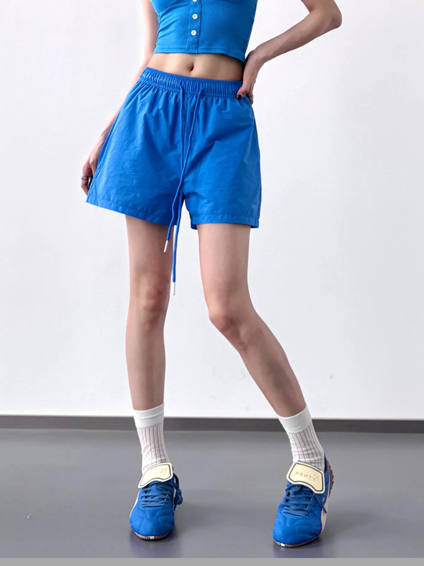 High Waisted Drawstring Shorts OutfitFlow