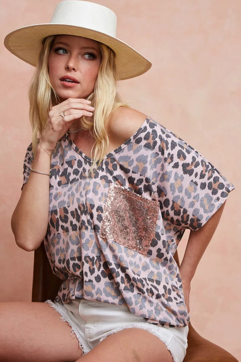 BiBi Leopard Stripe Printed Jersey T-Shirt OutfitFlow