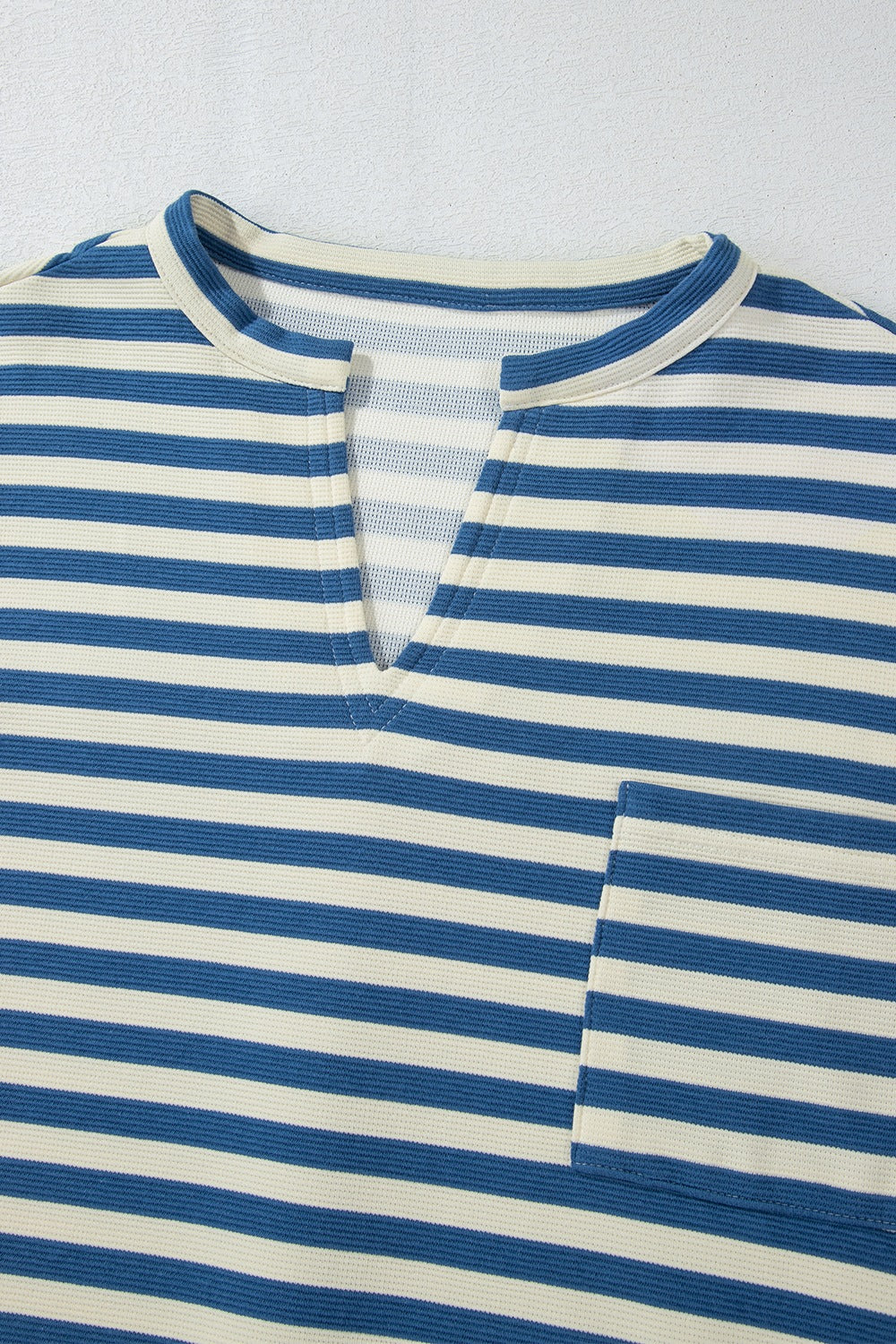 Stripe Chest Pocket Notched Top OutfitFlow