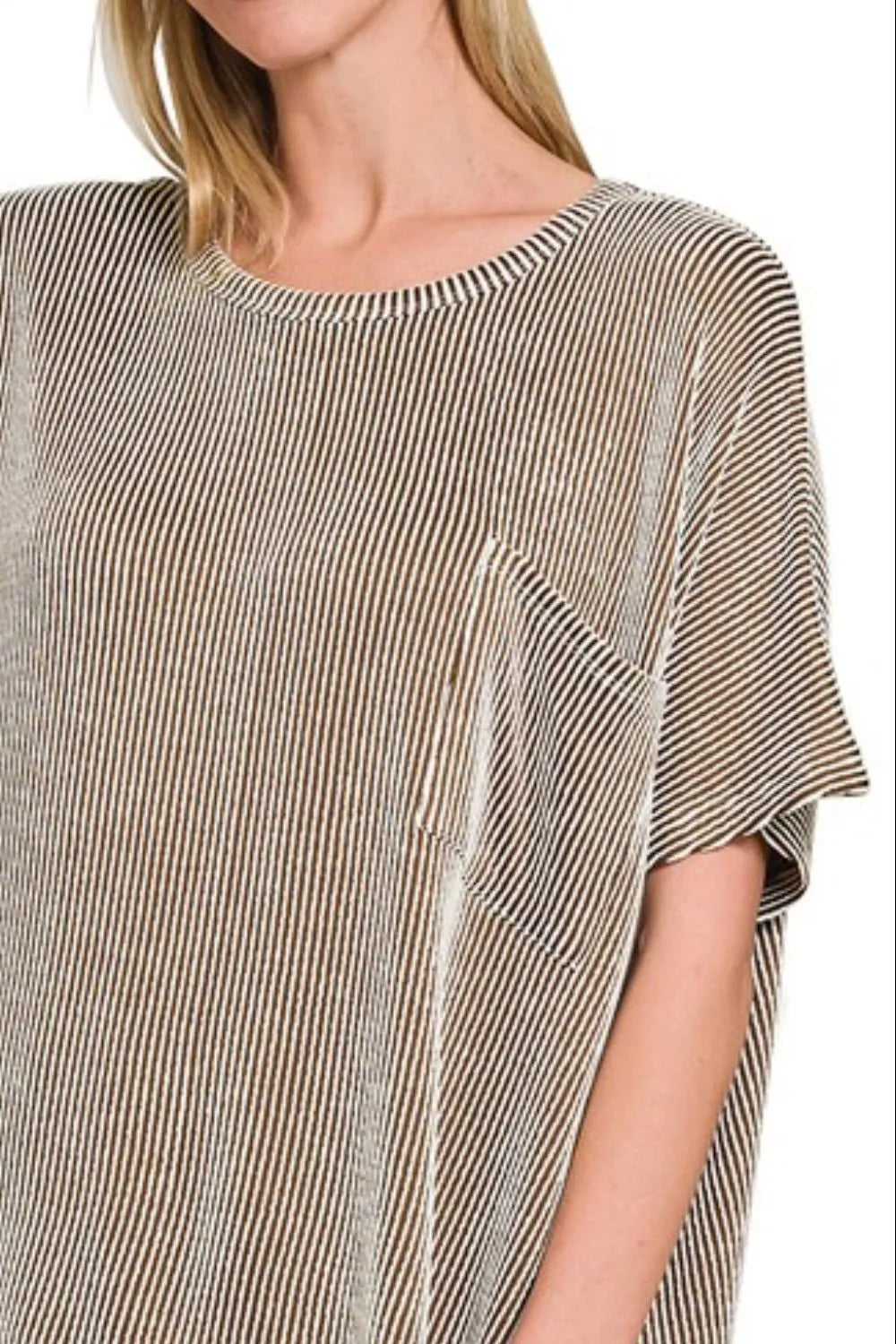 Zenana Corded Rib Oversized Short Sleeve Top OutfitFlow