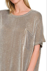 Zenana Corded Rib Oversized Short Sleeve Top OutfitFlow