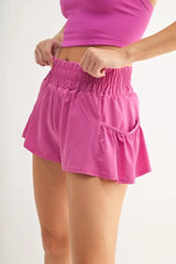 MONO B Smocked High Waist Shorts OutfitFlow