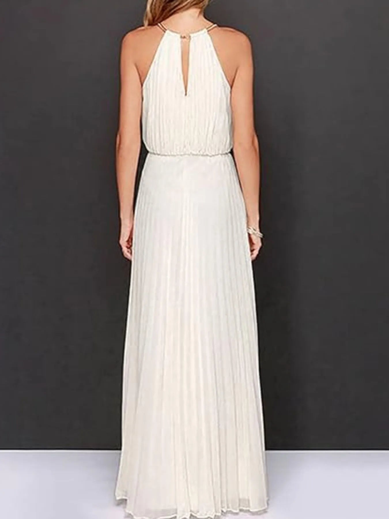 Pleated Sleeveless Maxi Tank Dress OutfitFlow