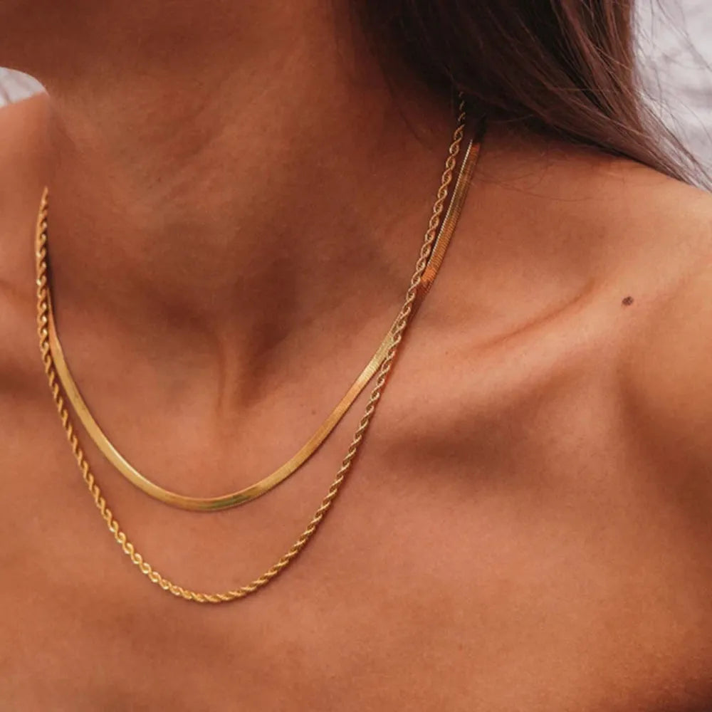 Double Layered Chain Necklace OutfitFlow