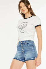 Kancan High Rise Release Hem Denim Shorts OutfitFlow