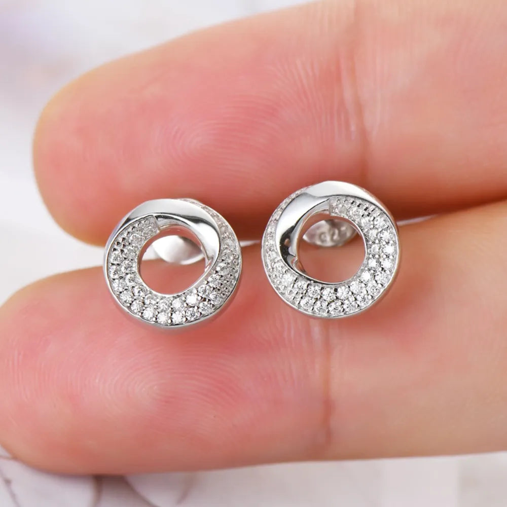 925 Sterling Silver Inlaid Moissanite Stud Earrings OutfitFlow