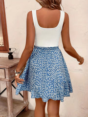 Floral Print Square Neck Summer Dress OutfitFlow