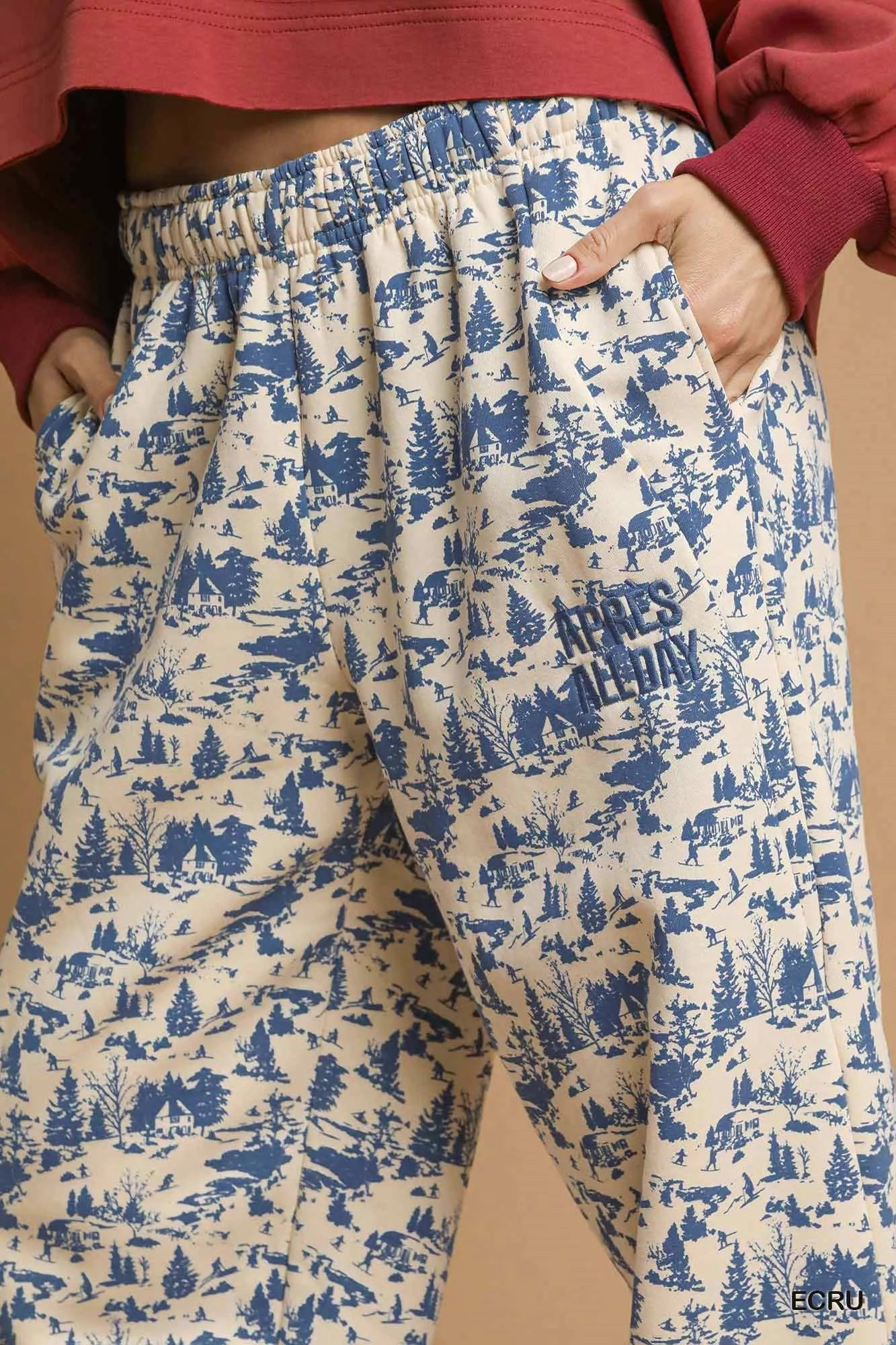 Umgee Scenic Print Casual Sweatpants OutfitFlow