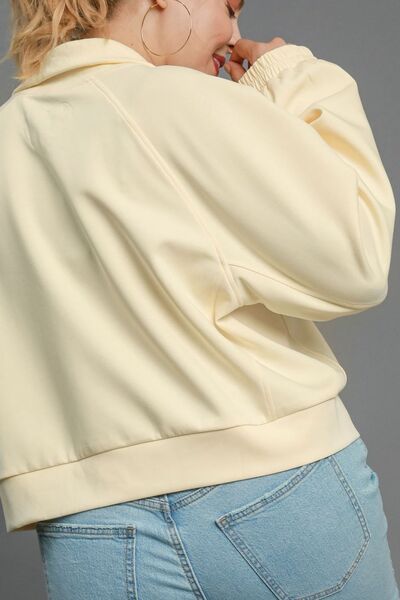 Umgee Full Size Half Zip Cropped Sweatshirt Plus Size OutfitFlow