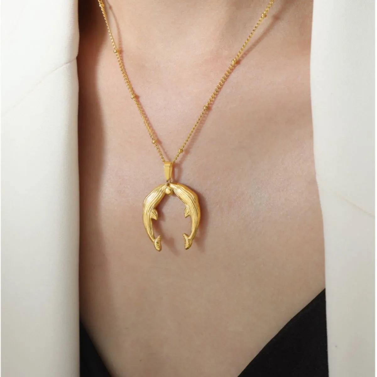 Gold Horseshoe Jewelry Set with Necklace and Earrings OutfitFlow