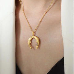 Gold Horseshoe Jewelry Set with Necklace and Earrings OutfitFlow