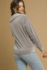 Umgee Soft Thermal Collared Long Sleeve Top OutfitFlow