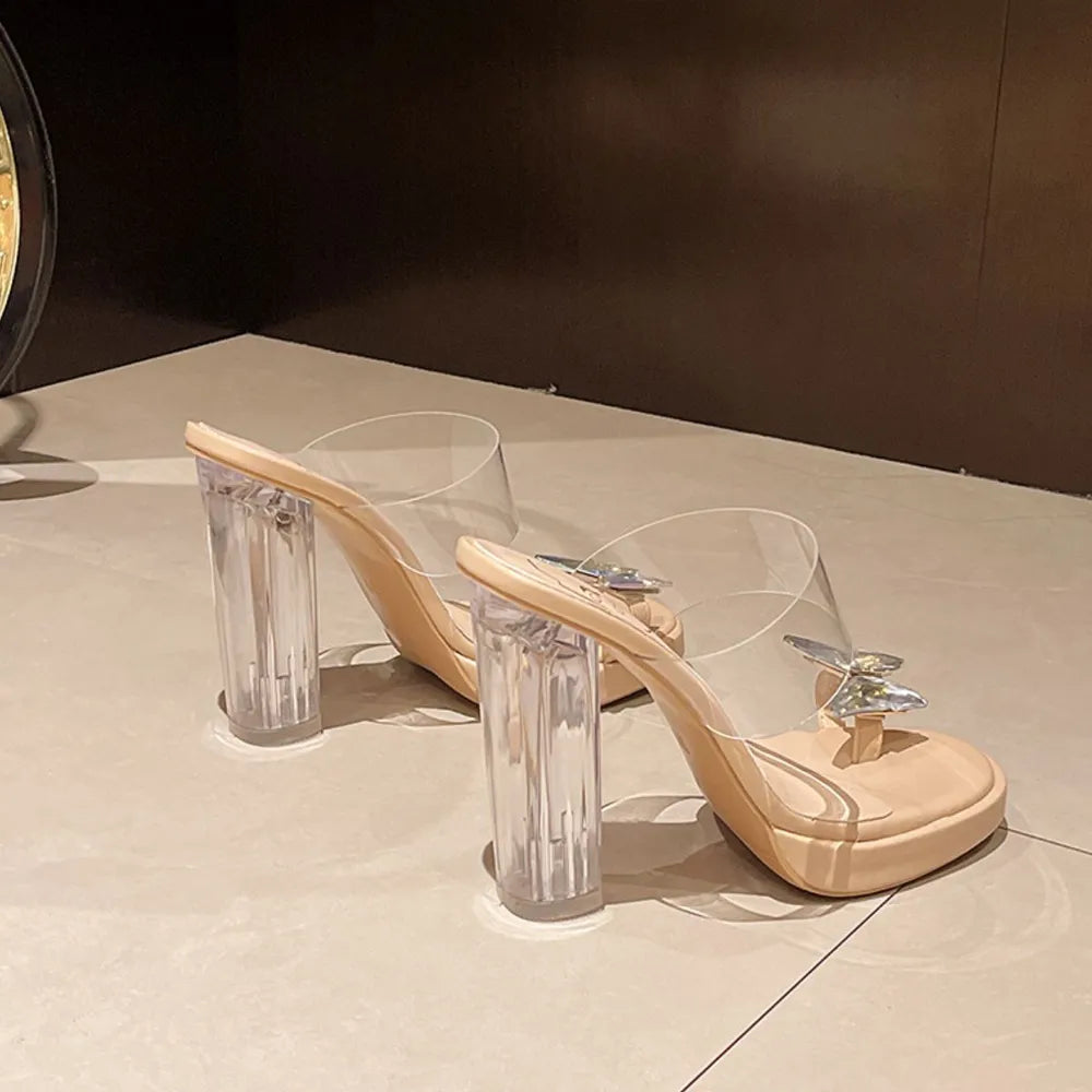 Toe Loop Block Heels Sandals OutfitFlow