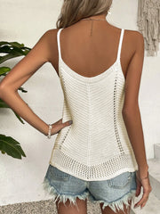 Openwork Scoop Neck Knit Cami OutfitFlow