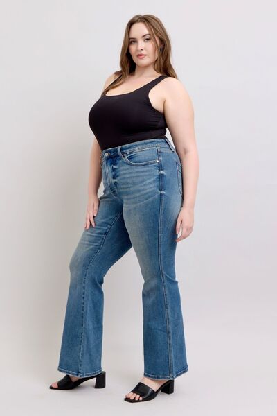 Judy Blue MR Tummy Control Vintage Wash Jeans OutfitFlow
