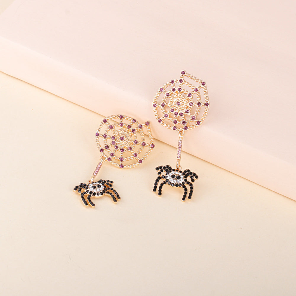 Spider Rhinestone Alloy Earrings OutfitFlow