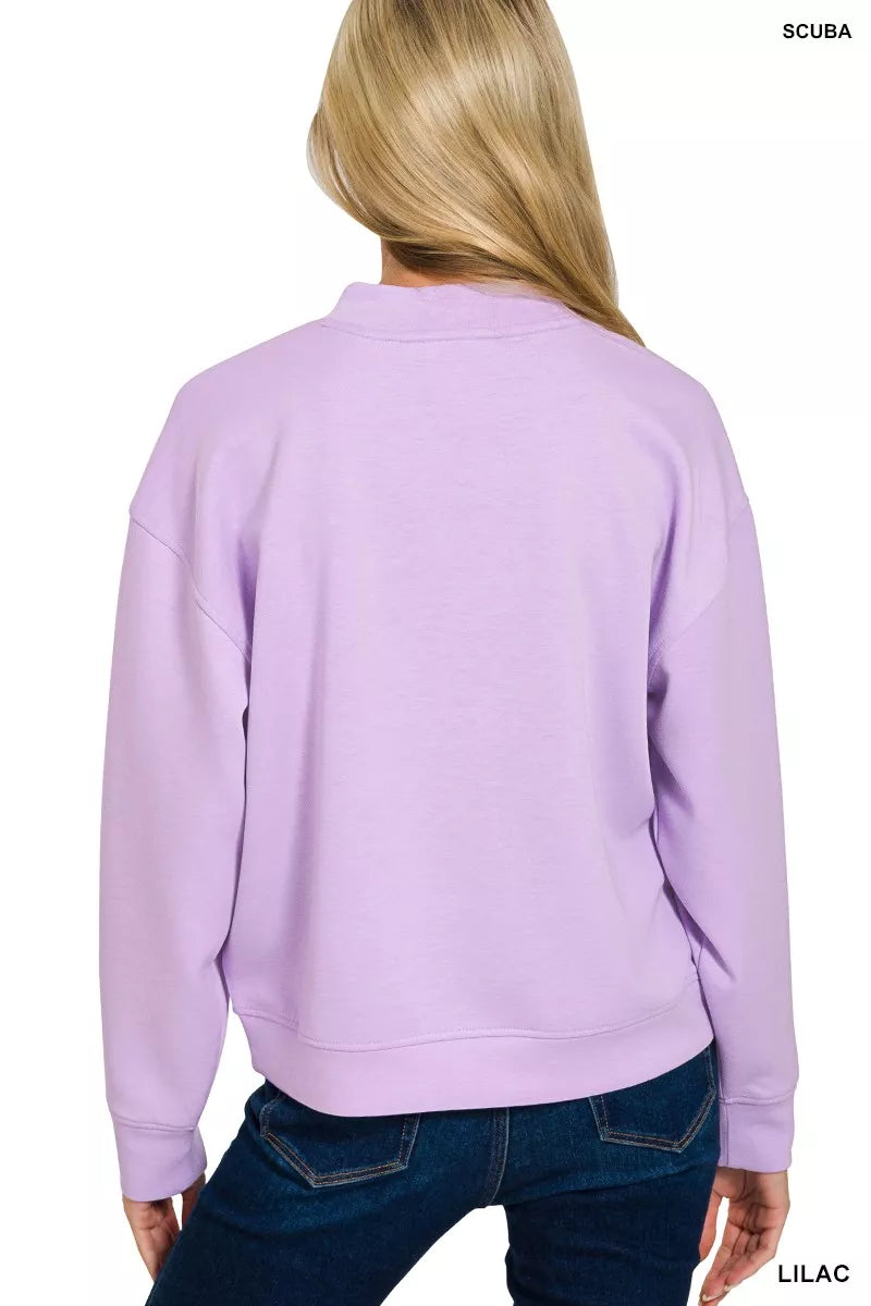 Zenana Scuba Mock Neck Sweatshirt and Joggers Set OutfitFlow