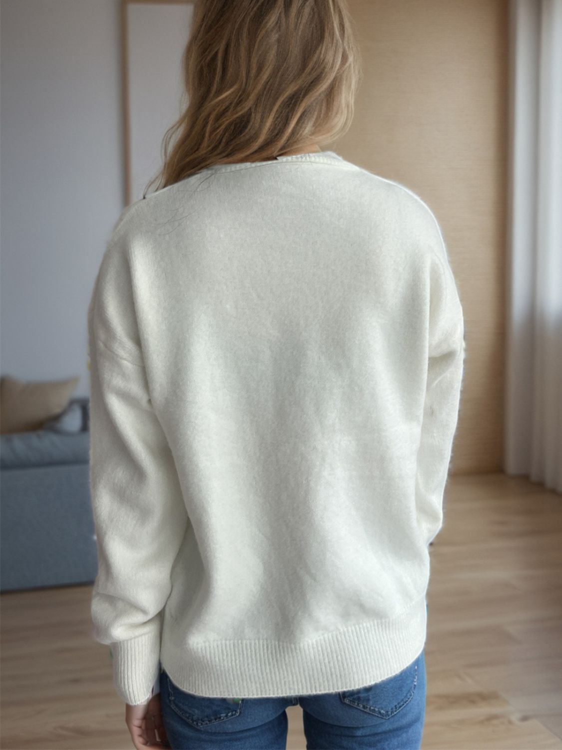 Outfit Flow - Round Neck Drop Shoulder Long Sleeve Sweater