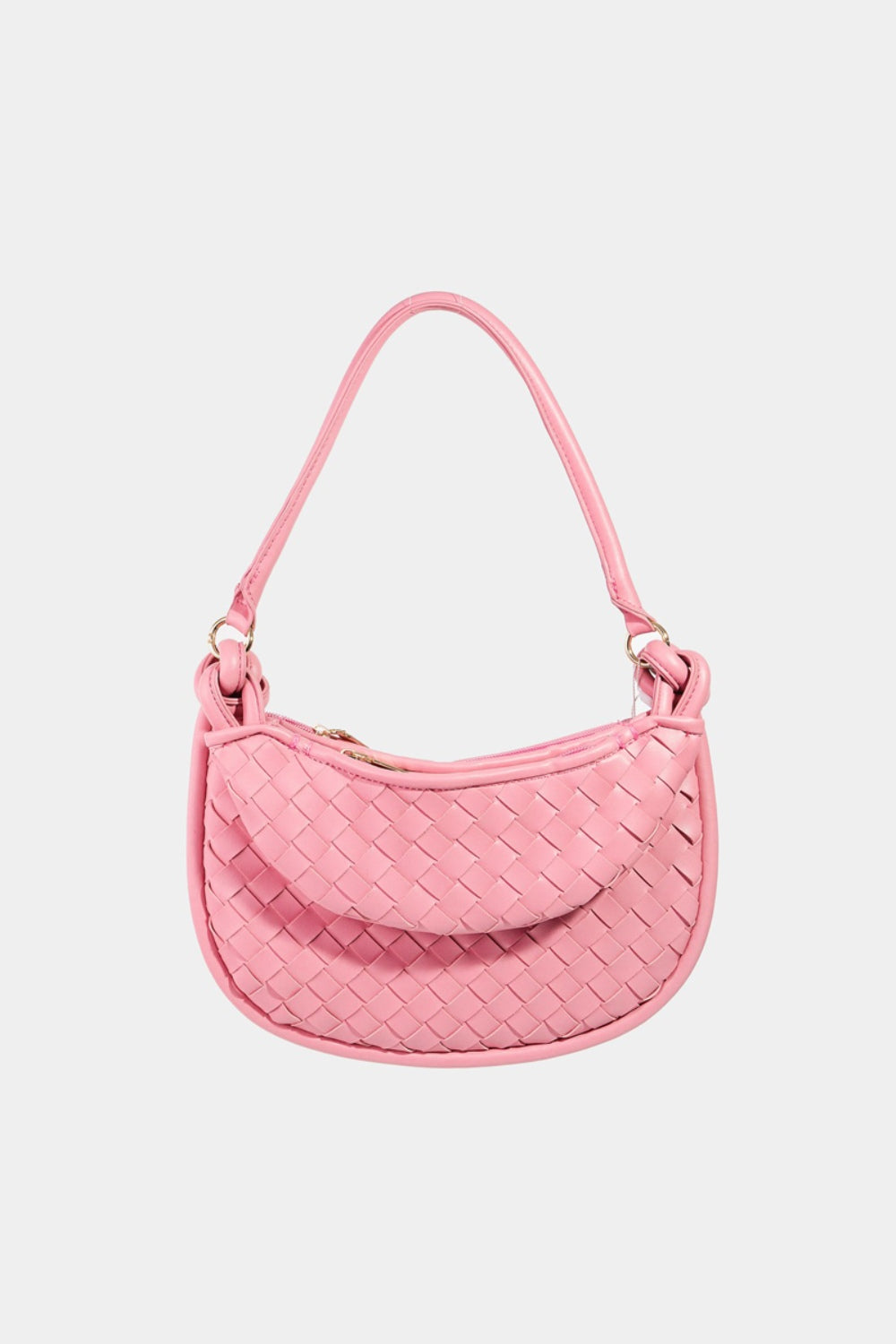 Outfit Flow - Fame PU Leather Basket Weave Half Moon Bag