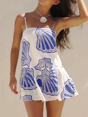 Shell Print Sleeveless Summer Mini Dress OutfitFlow