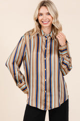 Mittoshop Striped Button Down Satin Shirt