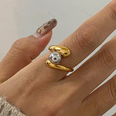 Two-Tone Twisted Ring Gold One Size OutfitFlow