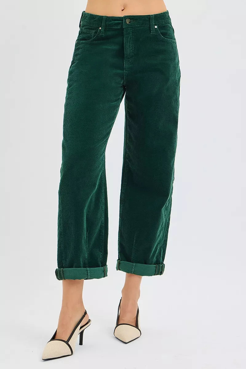 RISEN High Rise Crop Barrel Cordurory Pants OutfitFlow