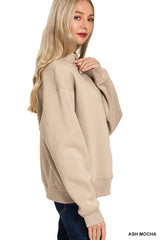 Zenana Fleece Half Zip Sweatshirt Trendsi