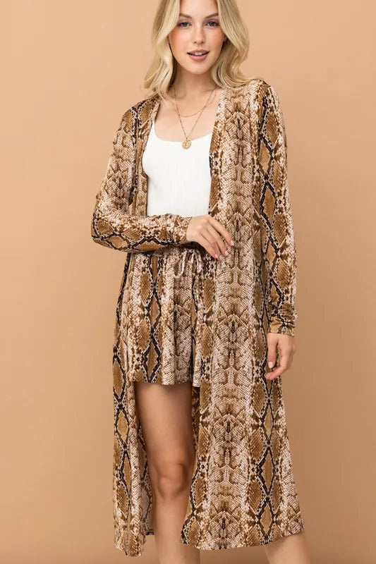 And The Why Animal Print Kimono and Shorts Set SNAKE OutfitFlow
