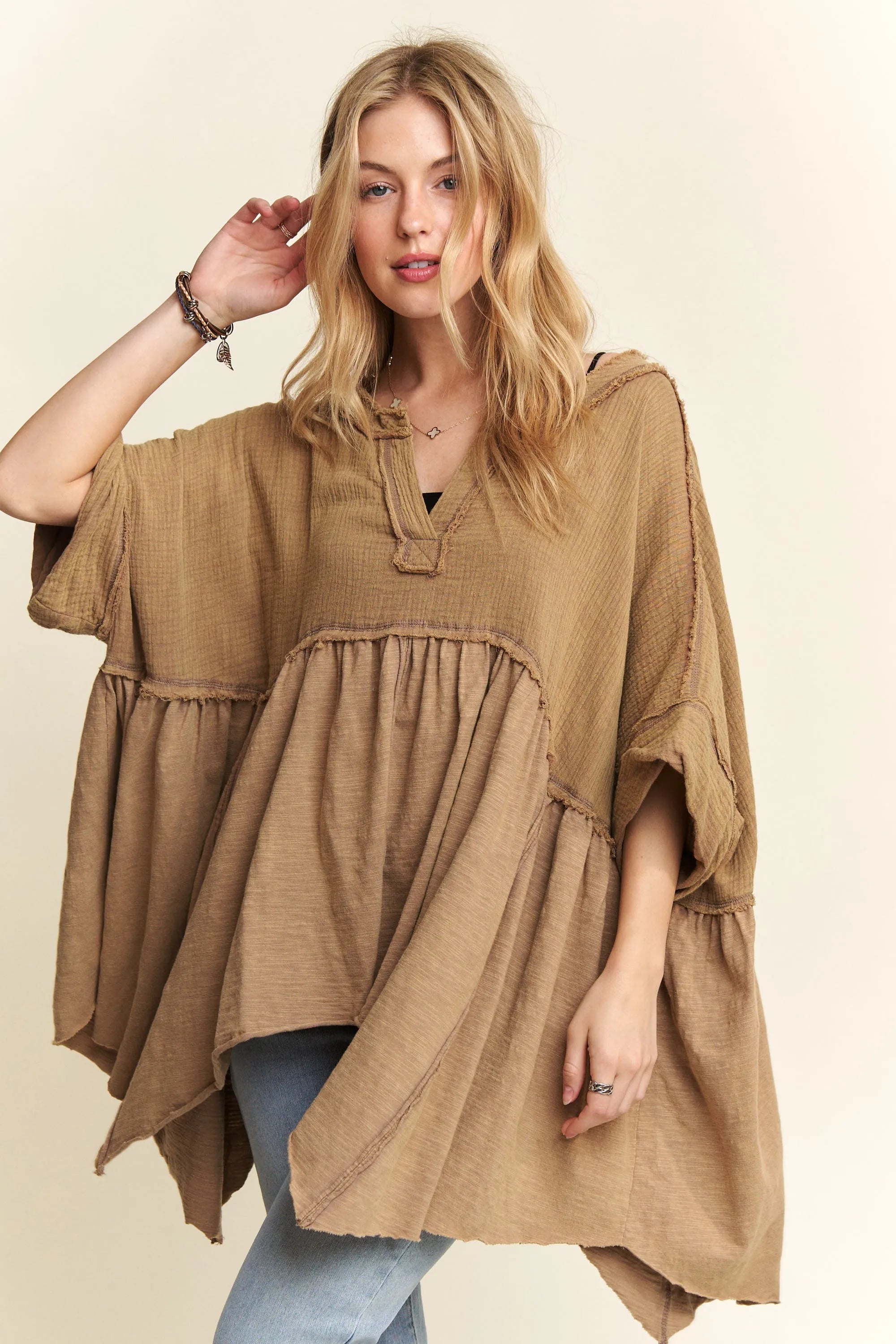 ADORA Oversized Mineral Washed Flare Top OutfitFlow