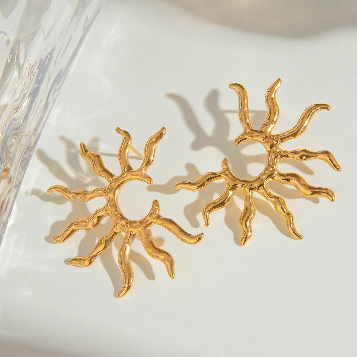 18K Gold-Plated Sun Ray Earrings OutfitFlow