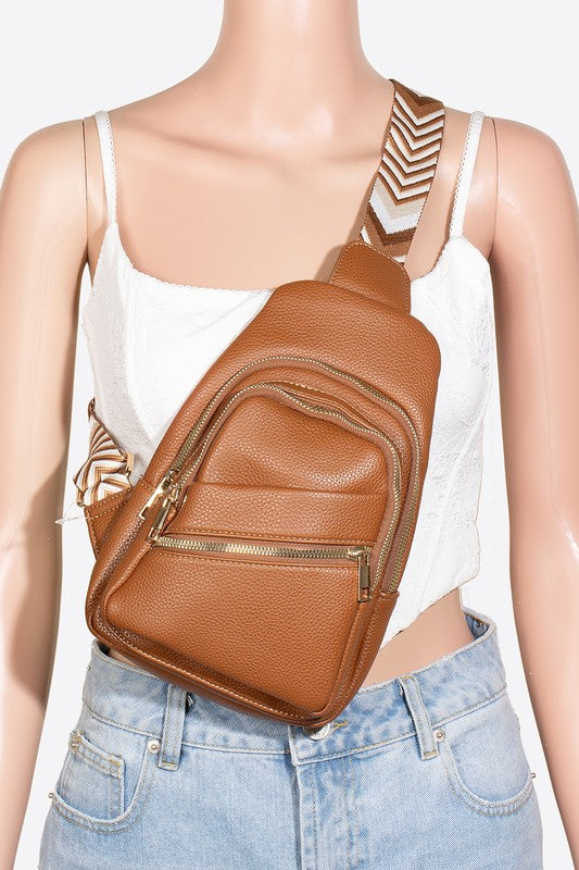 Outfit Flow - Fame PU Leather Chevron Strap Crossbody Bag