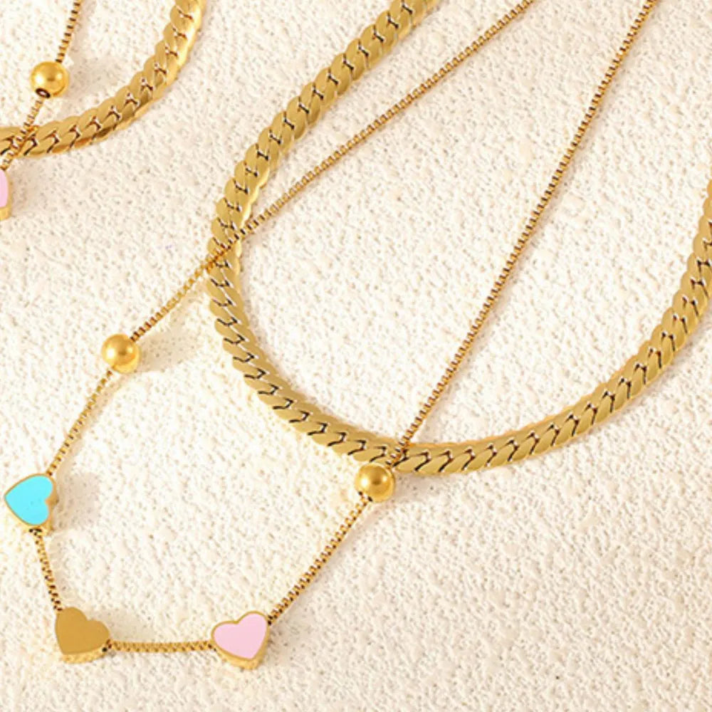 18K Gold-Plated Double Layered Heart Necklace OutfitFlow