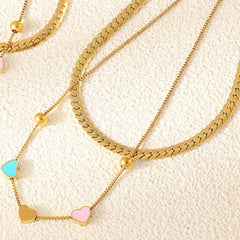 18K Gold-Plated Double Layered Heart Necklace OutfitFlow