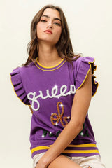 BiBi Queen Of Mardi Ruffled Armhole Sleeveless Knit Top Trendsi