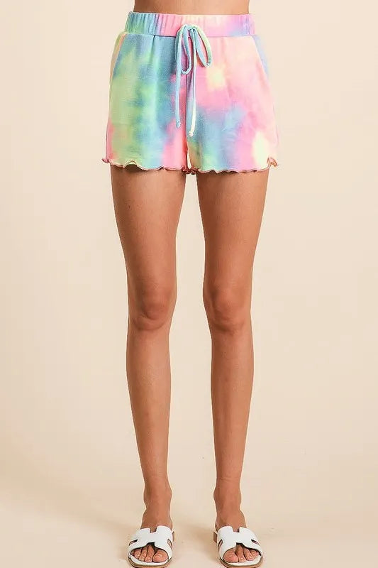 BiBi Tie Dye French Terry Top and Shorts Set OutfitFlow