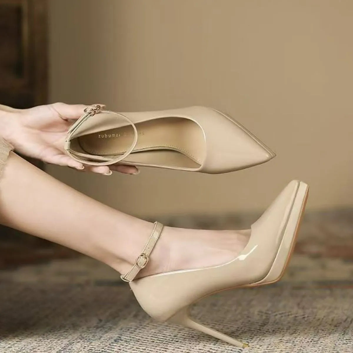 Point Toe Stiletto Pumps Apricot OutfitFlow