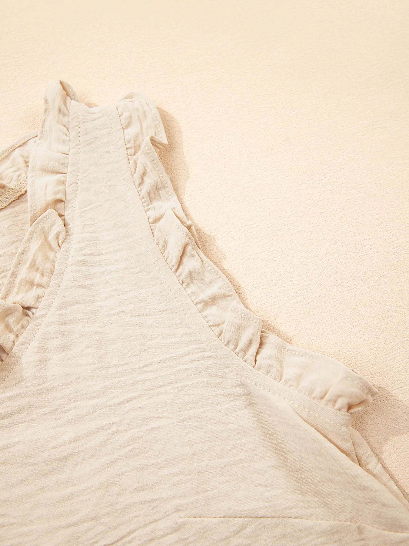 Texture Ruffle Trim V-Neck Tank Top OutfitFlow