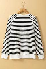 Outfit Flow - Sequin Football Striped Long Sleeve Sweatshirt