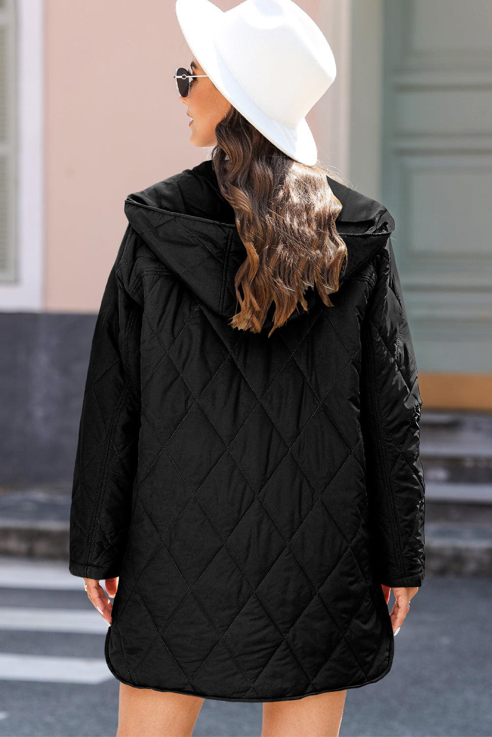 Outfit Flow - Snap Down Long Sleeve Quilted Winter Coat