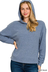 Zenana Ribbed Long Sleeve Hoodie OutfitFlow