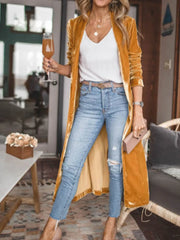 Open Front Long Sleeve Coat Tangerine Trendsi