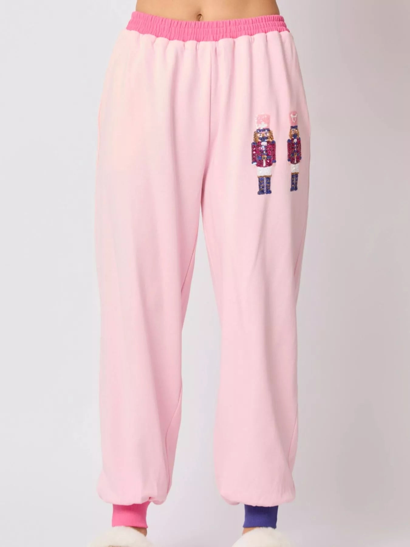 Nutcracker Contrast Trim Sweatshirt and Pants Set OutfitFlow