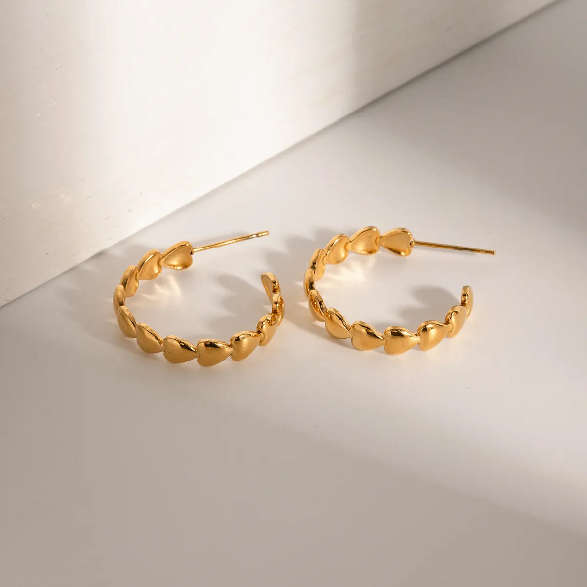 18K Gold-Plated Heart Hoop Earrings OutfitFlow