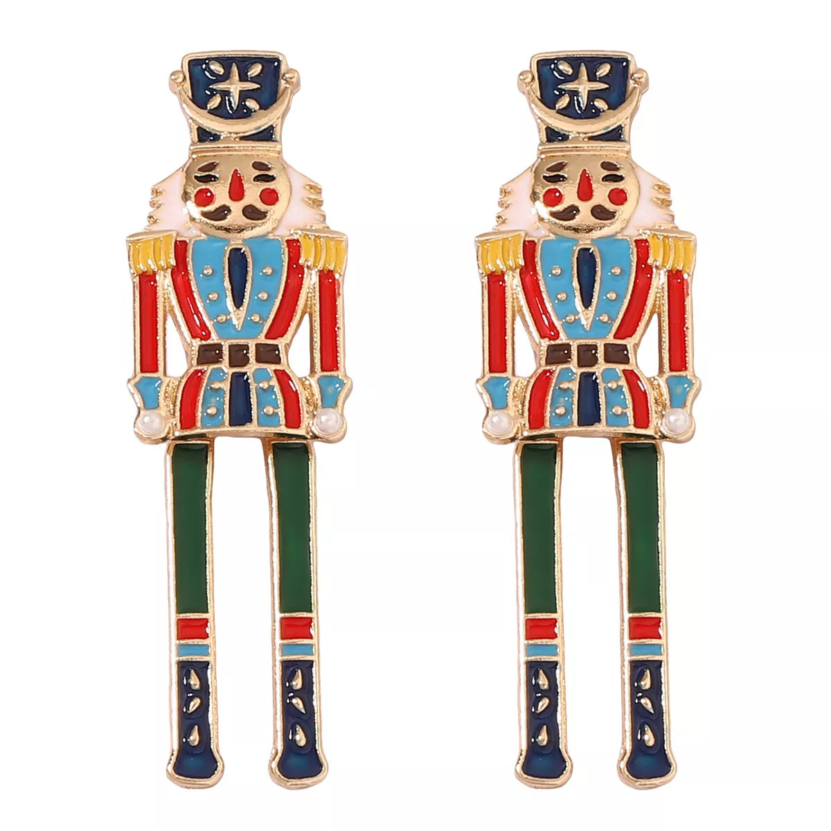 Christmas 18K Gold-Plated Nutcracker Soldier Earrings OutfitFlow