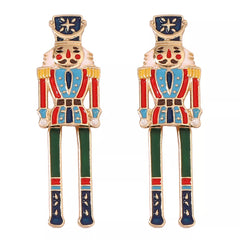 Christmas 18K Gold-Plated Nutcracker Soldier Earrings OutfitFlow