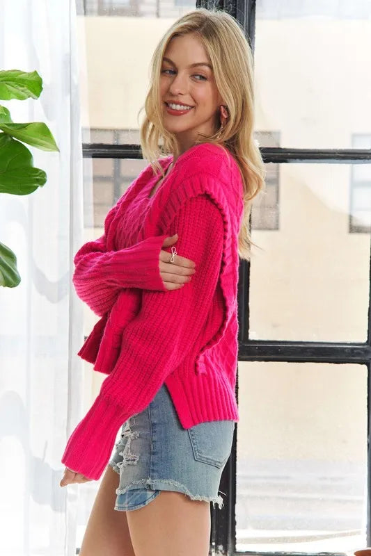 ADORA Ruffle Detail Adorable Sweater OutfitFlow