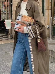 Button Up Raglan Sleeve Trench Coat Trendsi