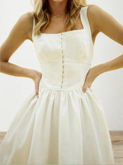 Square Neck Wide Strap Mini Dress OutfitFlow
