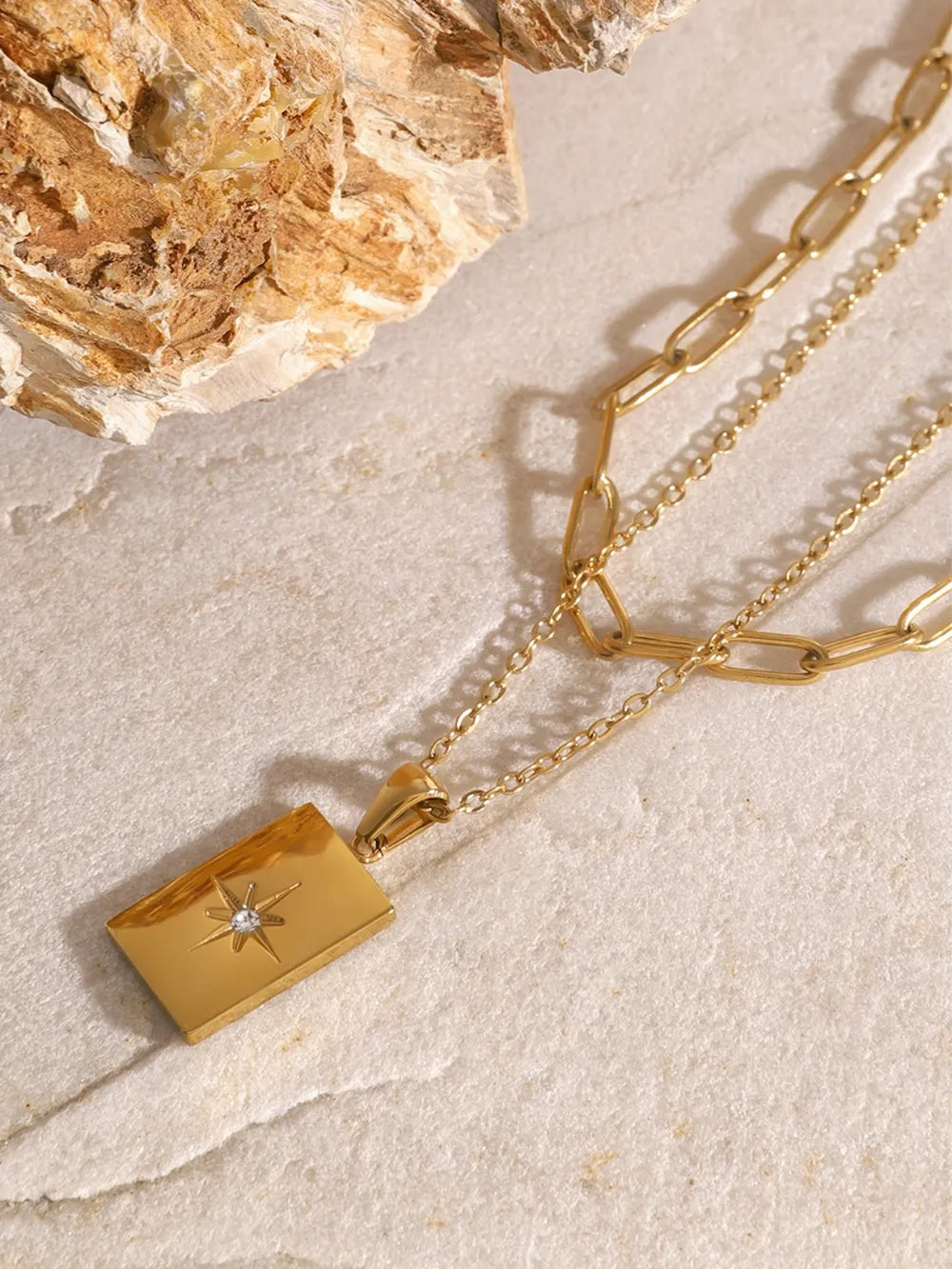 18K Gold-Plated Stainless Steel Double-Layered Necklace OutfitFlow